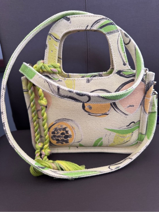 Vince Camuto Handbags - Vince Camuto Canvas Citrus Print Crossbody in Green and Yellow
